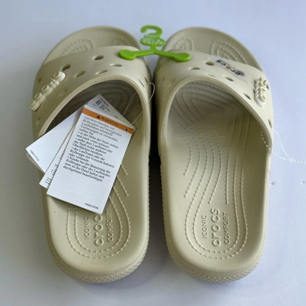 CROCS classic crocs slide women’s 10 men 8 Beige One Charm
